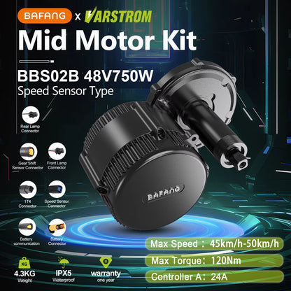 BAFANG BBS02B 48V 750W CAN BUS Mid-Drive E-Bike Conversion Kit