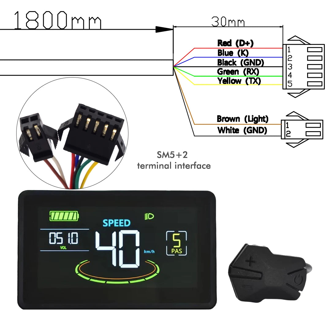 MCEZDY UART2 E-Bike Display & Fahrradcomputer 24V 36V 48V 60V LCD-Kilometerzähler