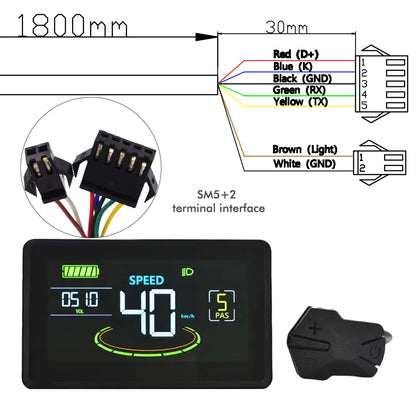 MCEZDY UART2 E-Bike Display & Fahrradcomputer 24V 36V 48V 60V LCD-Kilometerzähler