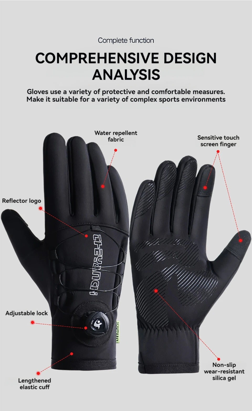 GTUBIKE Winter Waterproof Touchscreen Cycling Gloves