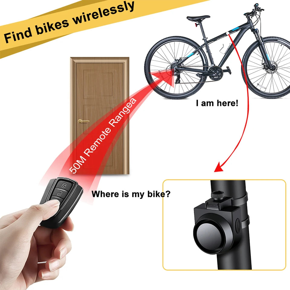 Wireless Bike Alarm – 115dB Waterproof Security Alarm with Remote Control