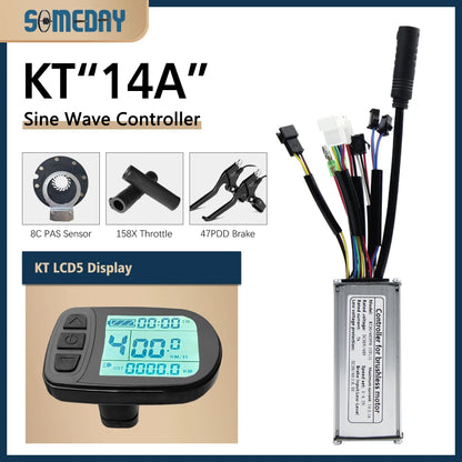 KT Sine Wave E-Bike Controller with LCD5 Display – 36V/48V Waterproof Kit