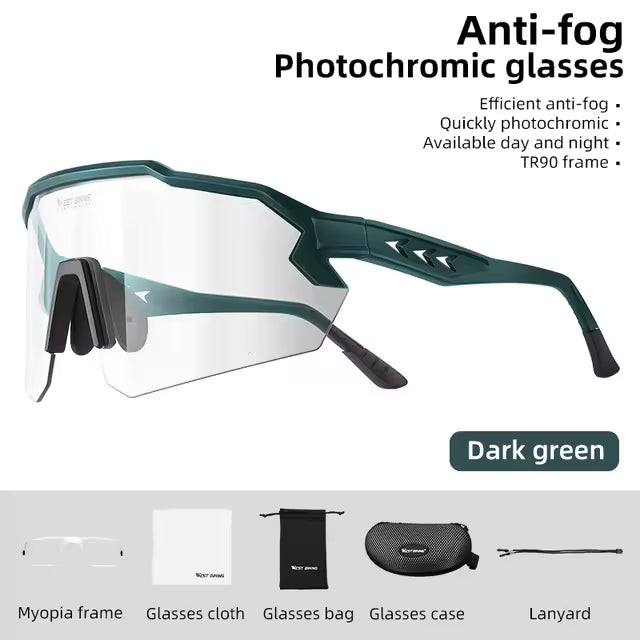 WEST BIKING UV400 Anti-fog Photochromic Glasses