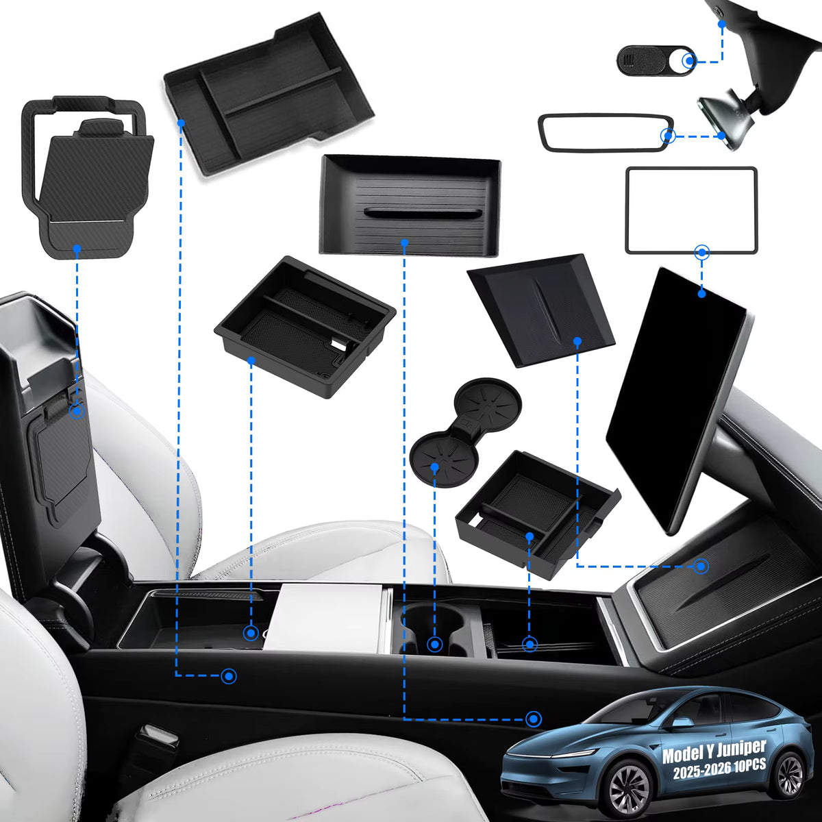 Tesla Model Y Juniper 10-teiliges Innenraum-Organizer-Set 2025–2026