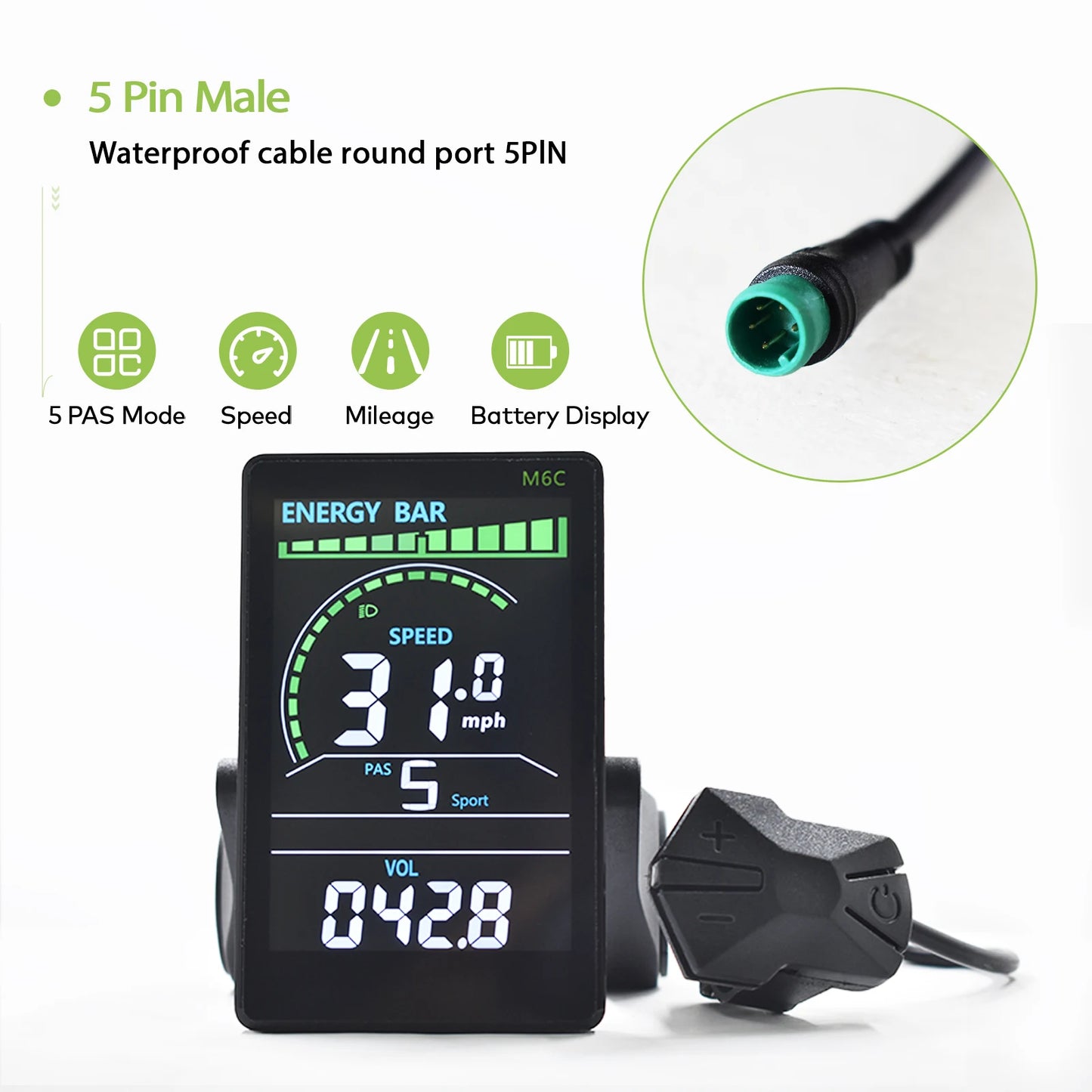 Electric Bike LCD Cycle Computer Digital Multi-Colour Speedometer Display