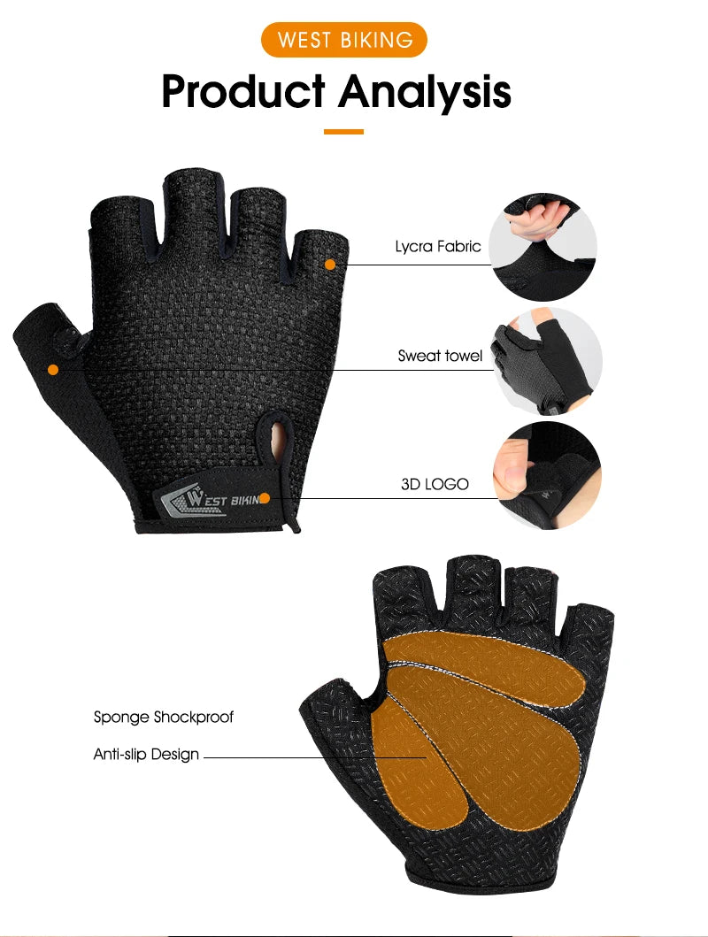WEST BIKING Kurze Fahrradhandschuhe