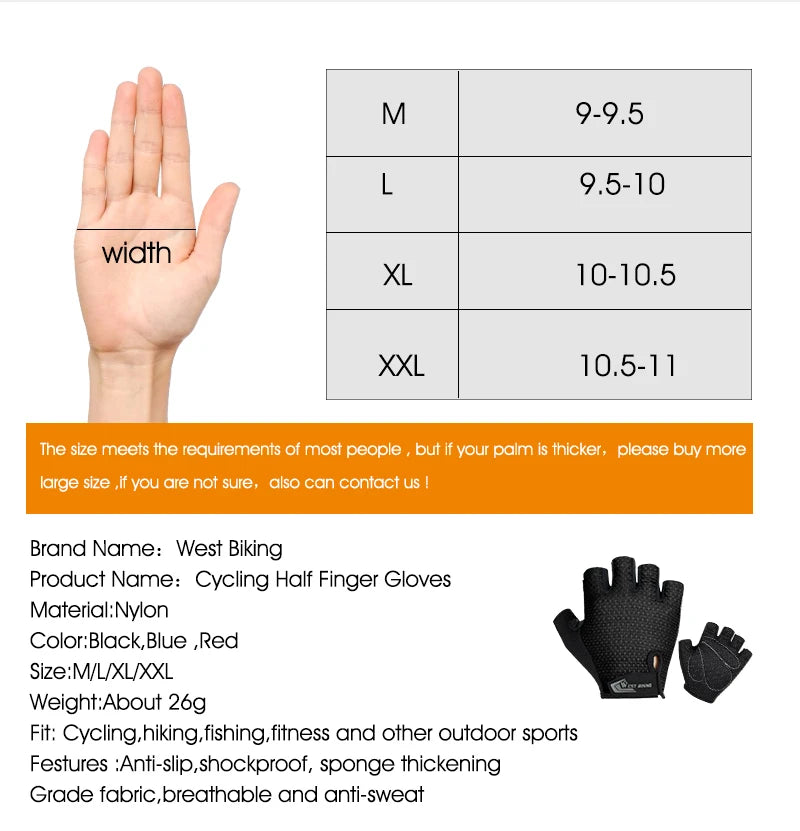 WEST BIKING Kurze Fahrradhandschuhe