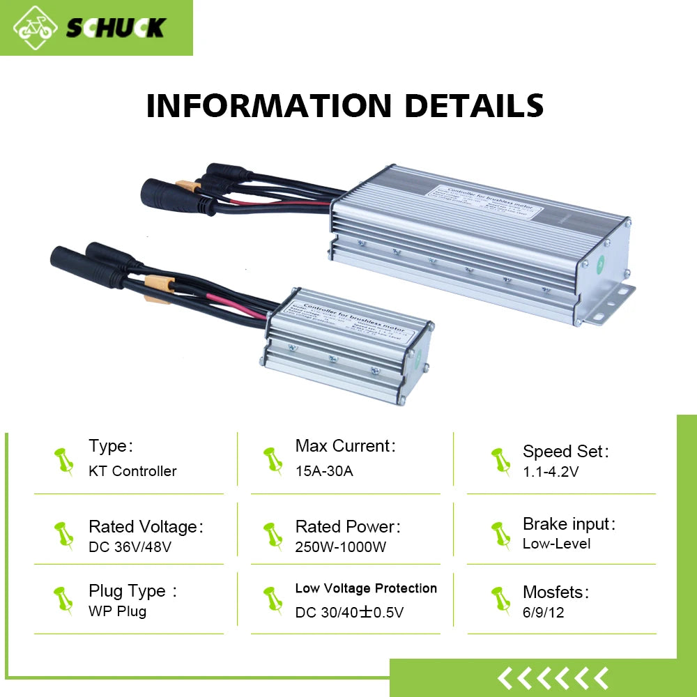 KT Waterproof Sine Wave E-Bike Controller – 36V/48V Brushless Motor Controller