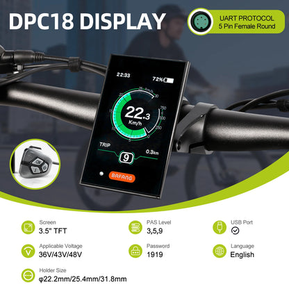 UART E-Bike Display for BAFANG Motors – LCD Bluetooth Control Panel