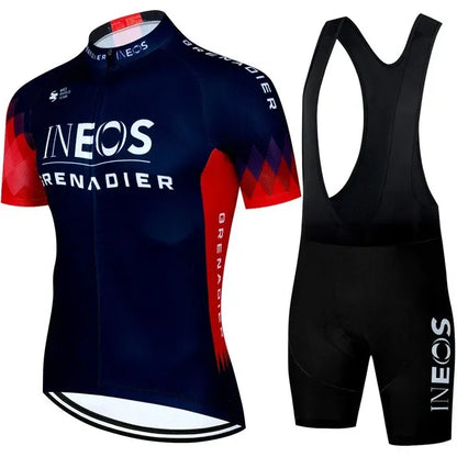 INEOS Men's Cycling Jersey & Padded Shorts Set for Road & MTB Riding