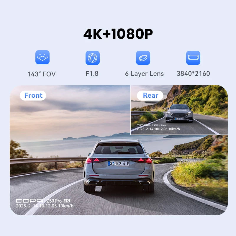 DDPAI Z50 Pro 4K Dash Cam with GPS, ADAS & 3-Inch IPS Screen