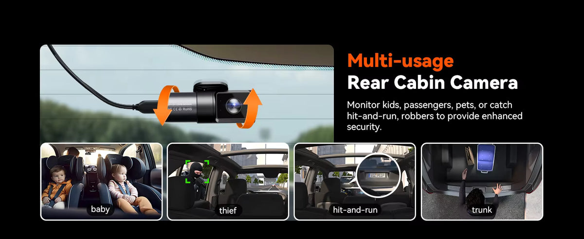 Caméra embarquée 4 canaux Vantrue N5 à 360° avec WiFi, GPS et vision nocturne infrarouge