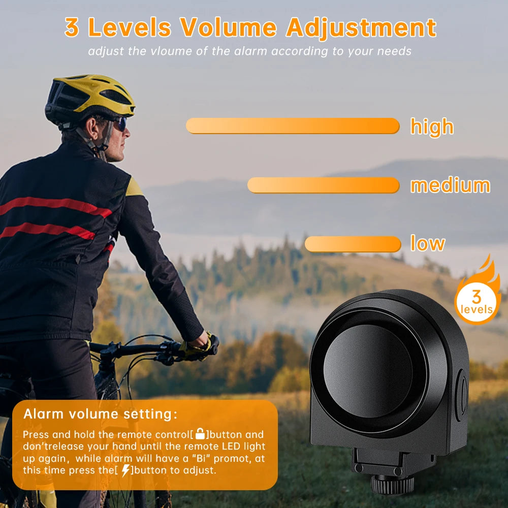 Wireless Bike Alarm – 115dB Waterproof Security Alarm with Remote Control