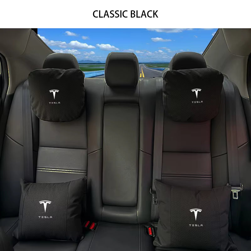 Suede Headrest & Lumbar Support Pillow for Tesla Model 3 / Model Y / Model S