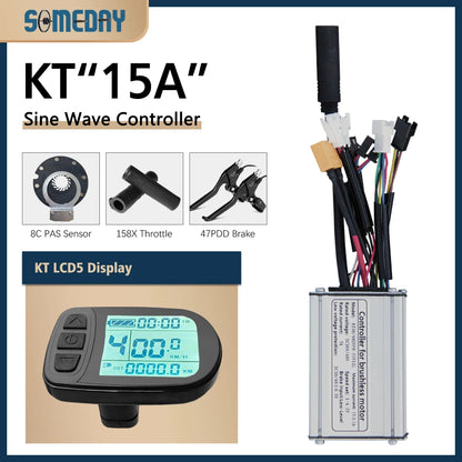 KT Sine Wave E-Bike Controller with LCD5 Display – 36V/48V Waterproof Kit