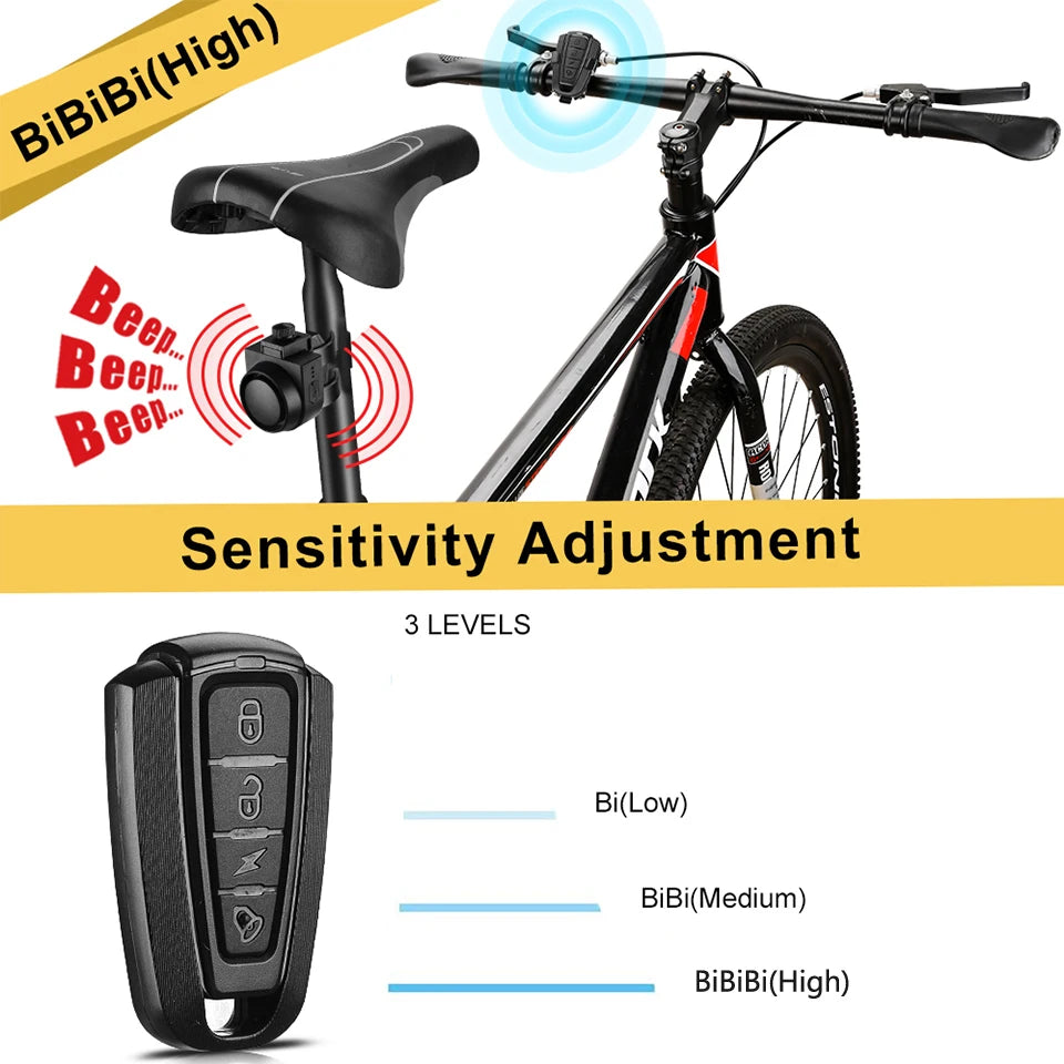 Wireless Bike Alarm – 115dB Waterproof Security Alarm with Remote Control