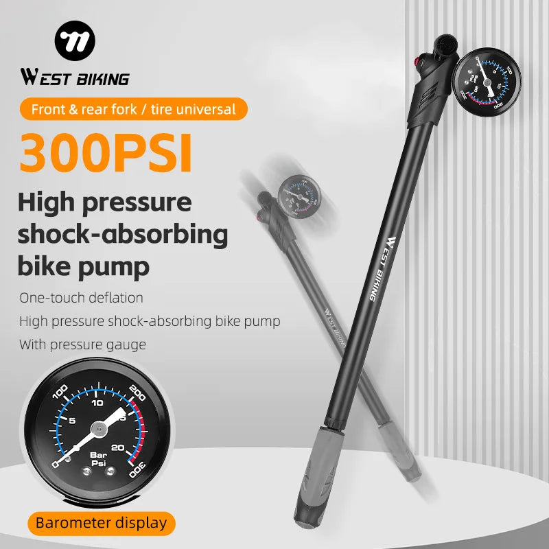 WEST BIKING 300PSI Fahrradluftpumpe mit Manometer