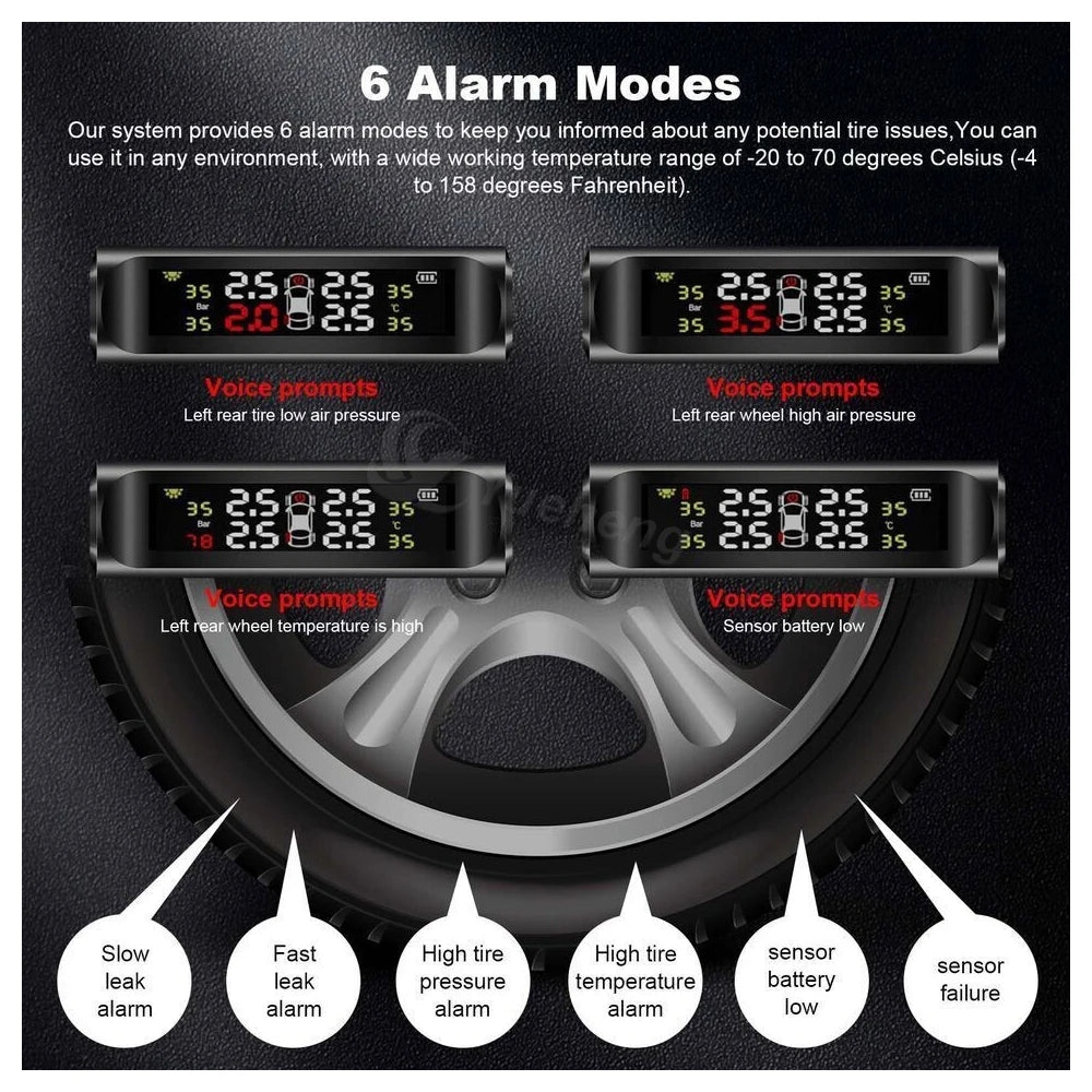 Solar Wireless TPMS Tyre Pressure Monitoring System