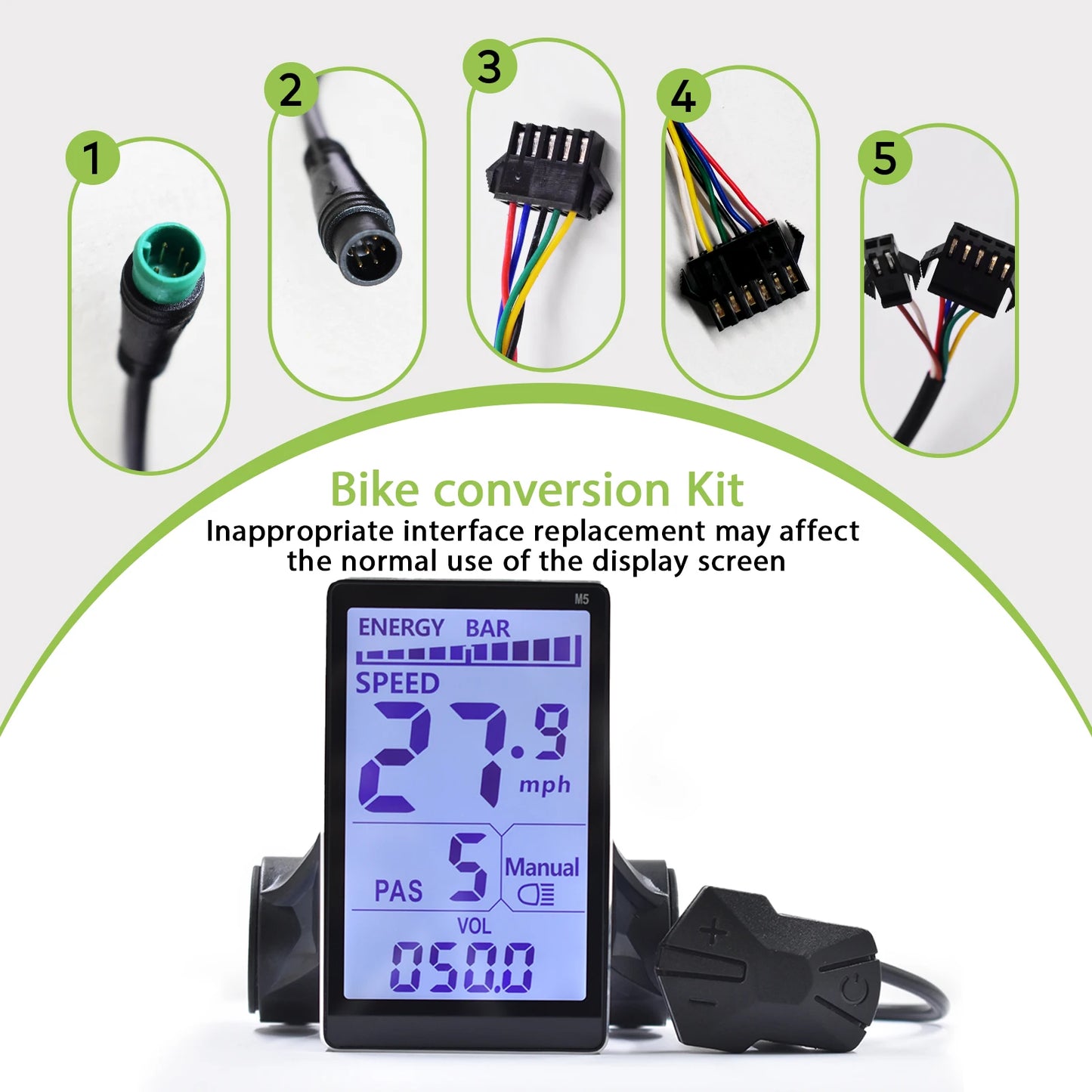 Electric Bike LCD Cycle Computer Digital Multi-Colour Speedometer Display