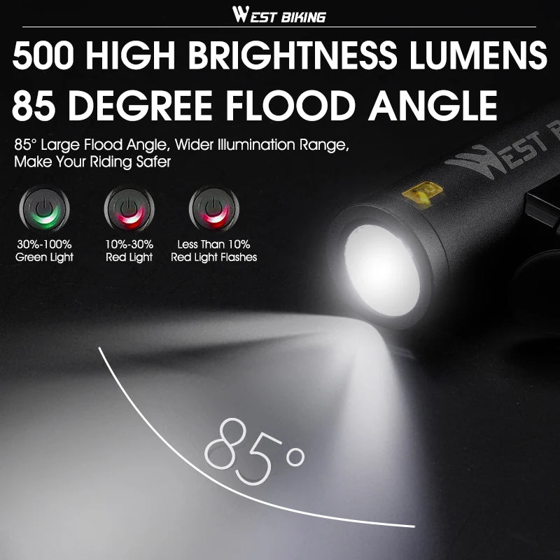 WEST BIKING USB Rechargeable Bicycle Front Light