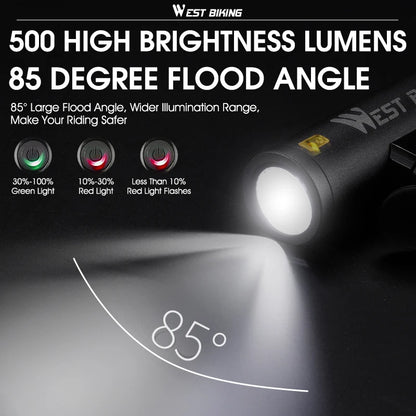 WEST BIKING USB Rechargeable Bicycle Front Light