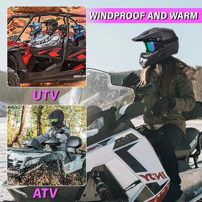Motocross Integralhelm Erwachsenen Dirt Bike UTV Offroad Helm Brille Handschuhe und Gesichtsmaske Mattschwarz Motorradzubehör