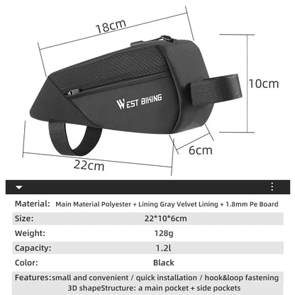WEST BIKING 1.2L Portable Top Tube Bag