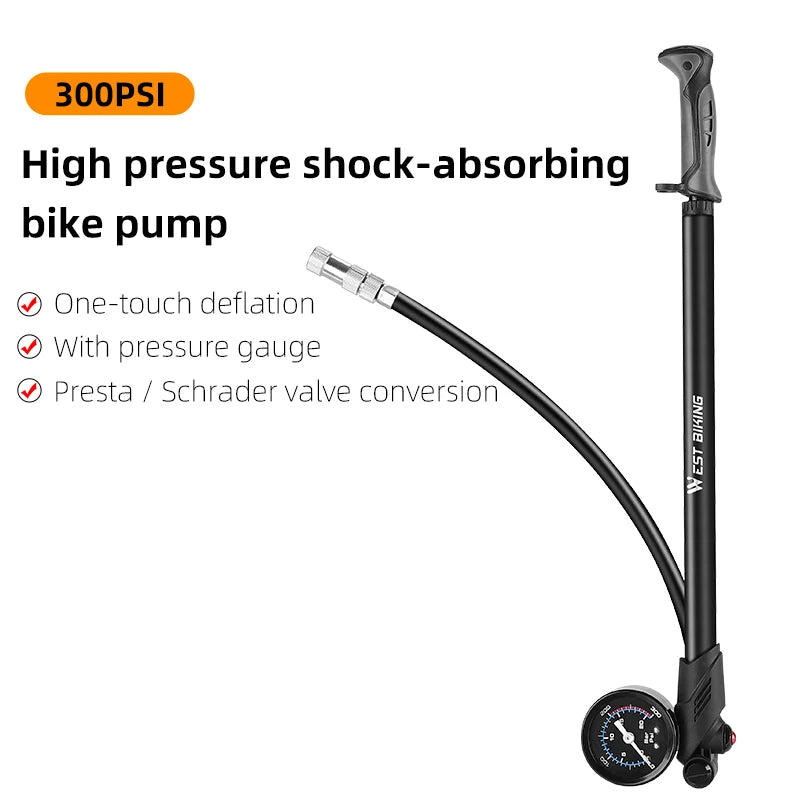 WEST BIKING 300PSI Fahrradluftpumpe mit Manometer