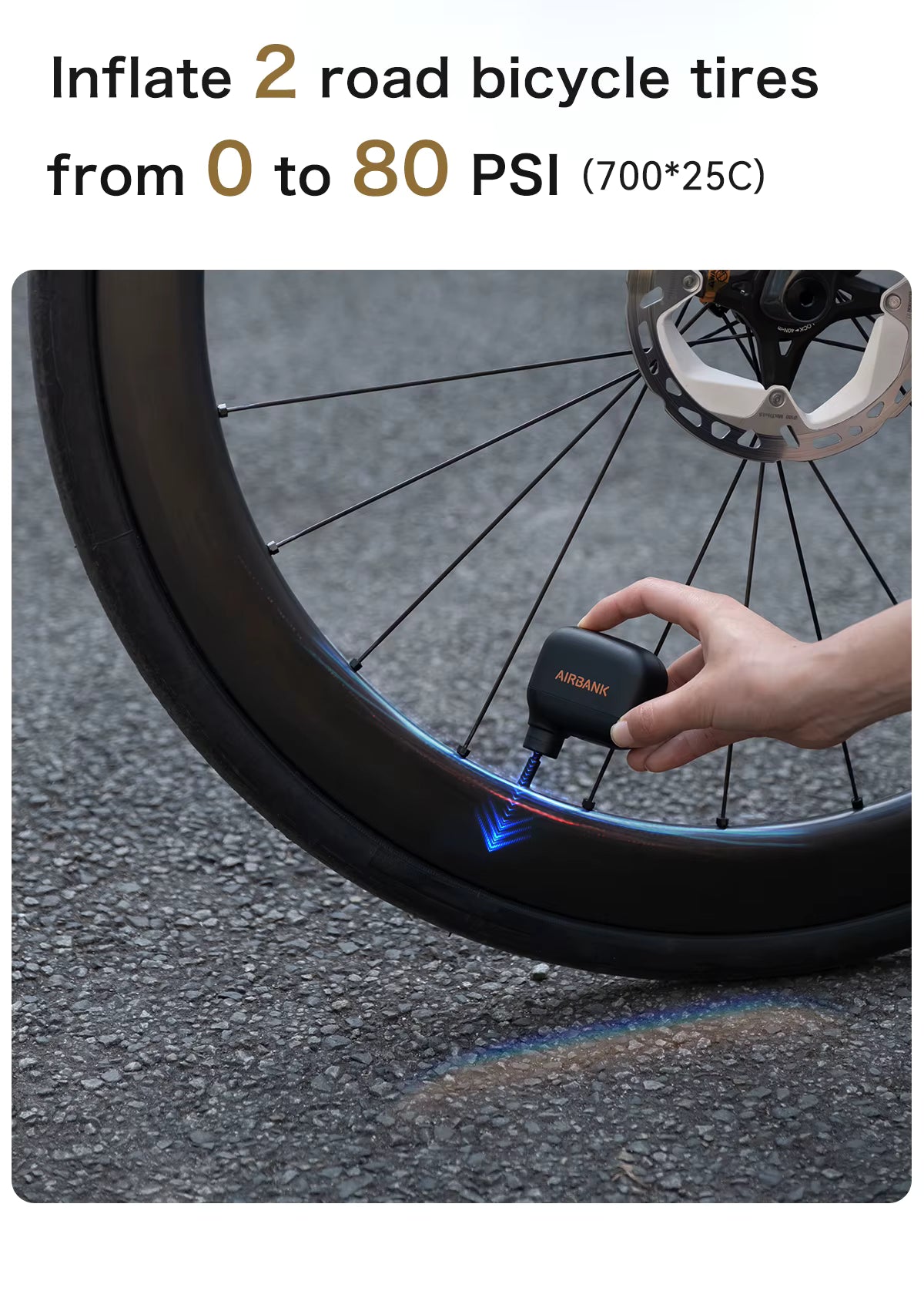 AIRBANK Pocket SE Mini Tragbare elektrische Pumpe für Fahrräder Kabellose Reifenpumpe Presta Schrader Ventil Fahrradzubehör Schnelles Laden
