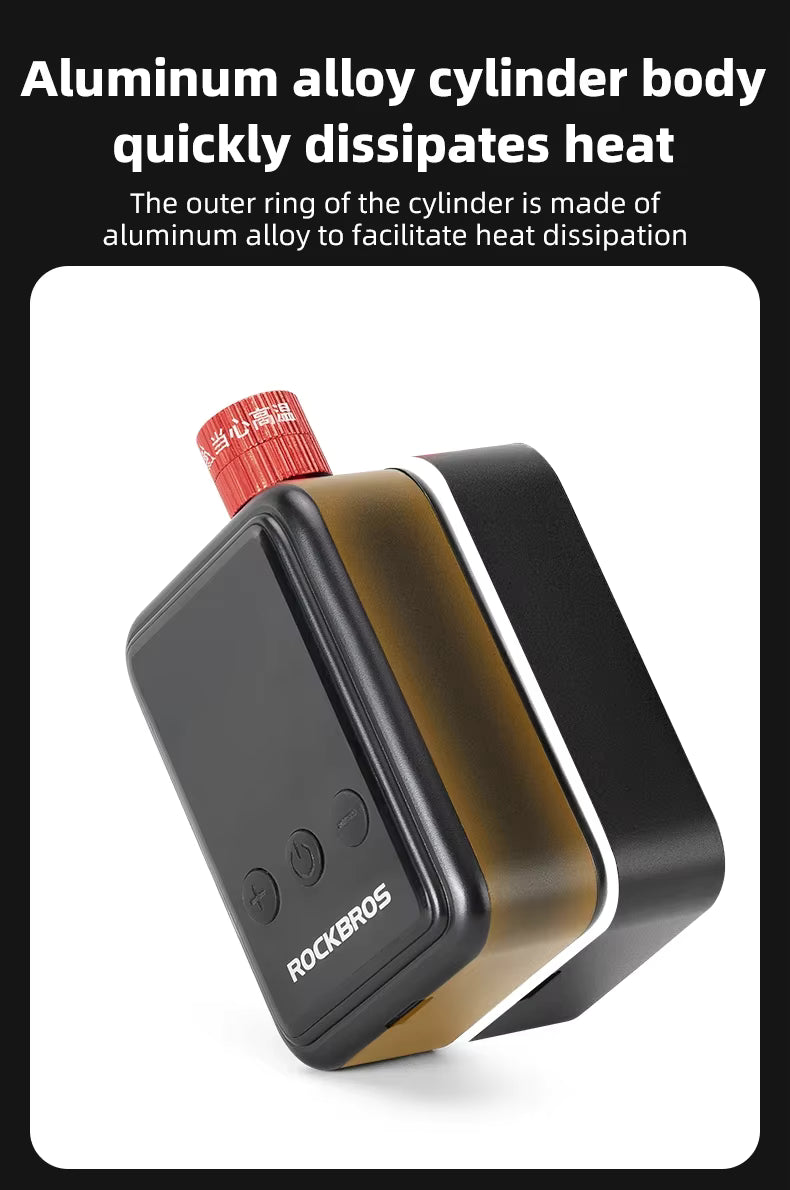 ROCKBROS Fahrradpumpe 150PSI Tragbare Taschen-Elektroluftpumpe Schrader-Presta-Ventil MTB Wiederaufladbarer Kompressor Reifenfüller