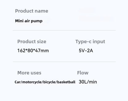 Compresseur d'air sans fil EAFC 30 L/min pour pneus