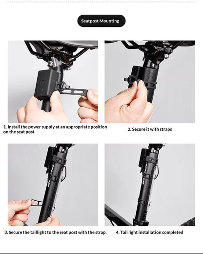 Wiederaufladbares Fahrradrücklicht mit 16 Modi und 1200mAh Akku