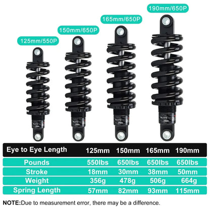 KS-260 Adjustable Coil Rear Shock Absorber for MTB, E-Bikes & Scooters