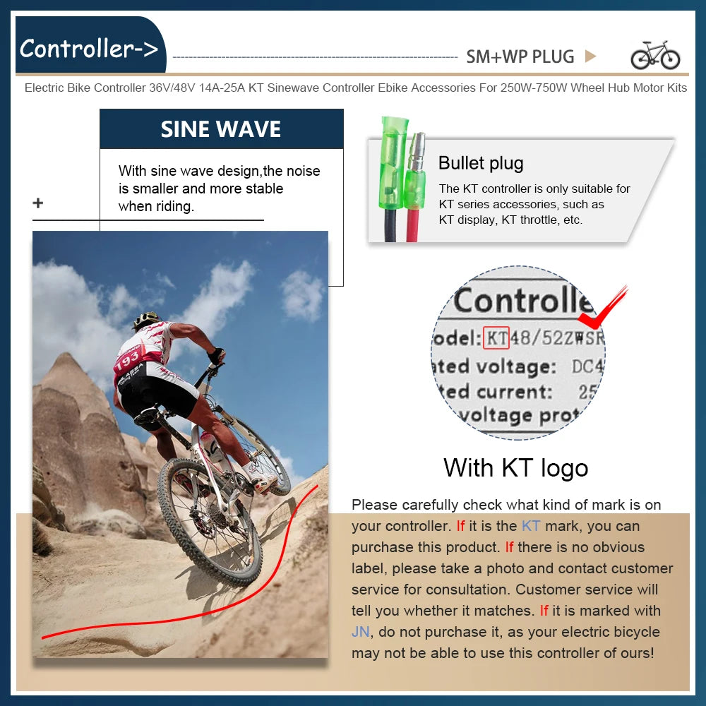 KT Sine Wave E-Bike Controller with LCD5 Display – 36V/48V Waterproof Kit
