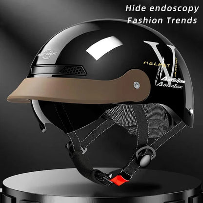 Vintage Open Face Motorcycle Helmet – Half Helmet with Viso
