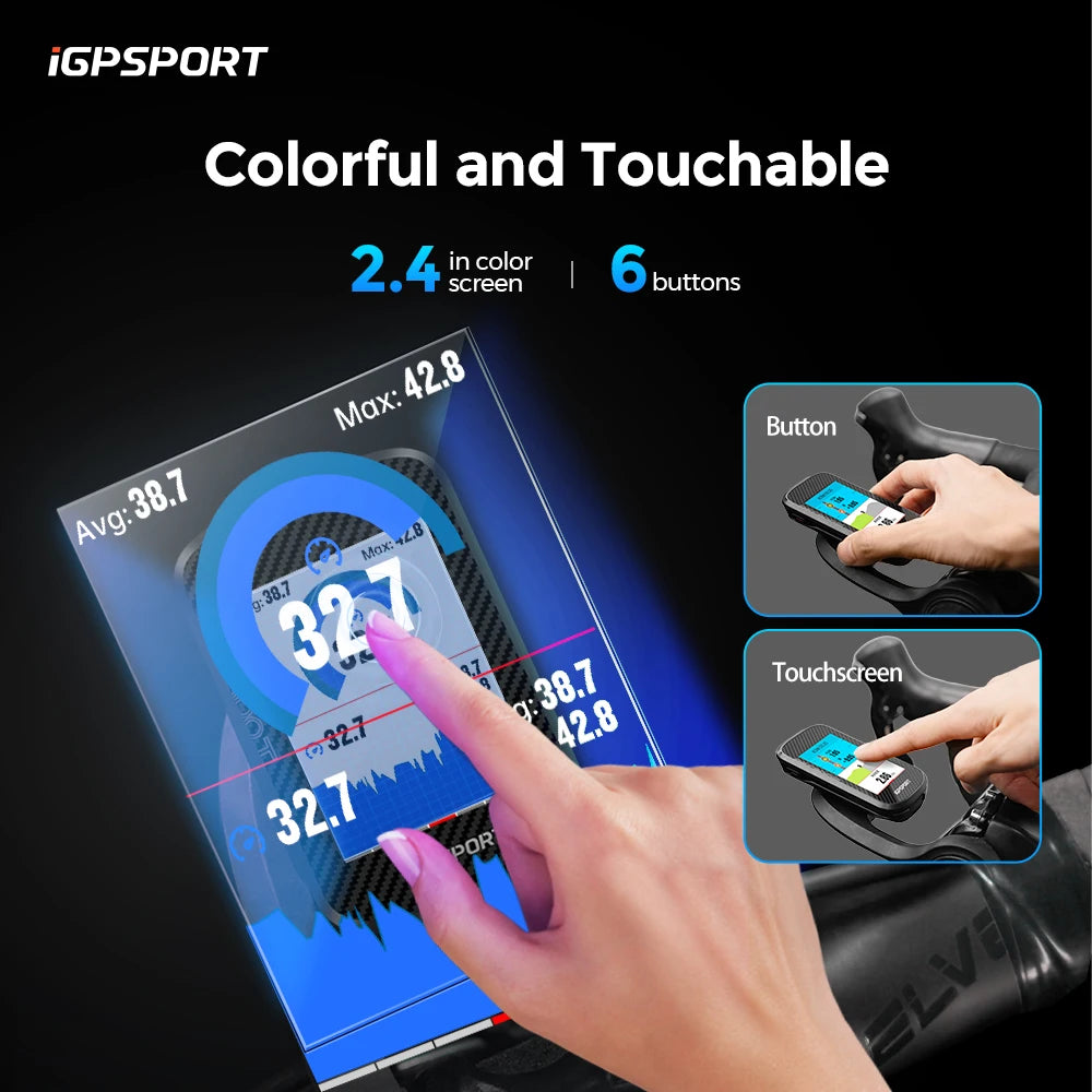 iGPSPORT BSC300T Touchscreen-Fahrradcomputer Globale farbige Karte Drahtloser Radcomputer E-Bike-Unterstützung