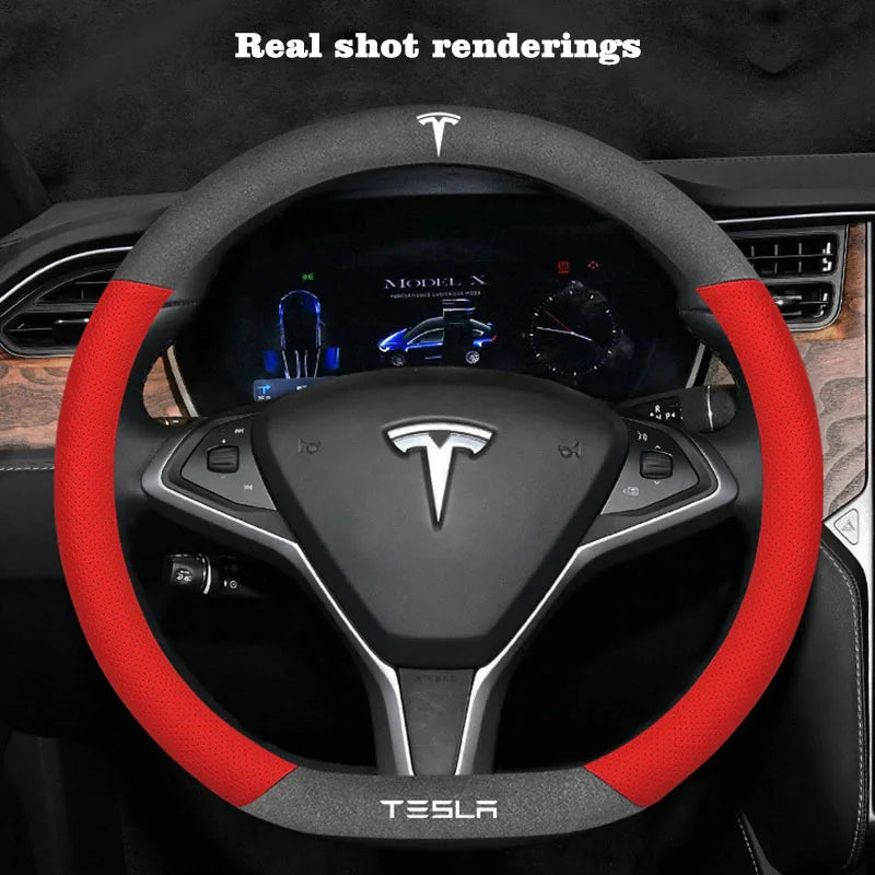 Suede Steering Wheel Cover for Tesla Model 3 / Model Y / Model S / Model X
