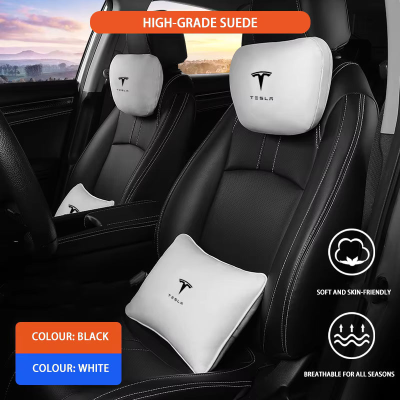 Tesla Suede Headrest & Lumbar Support Pillow