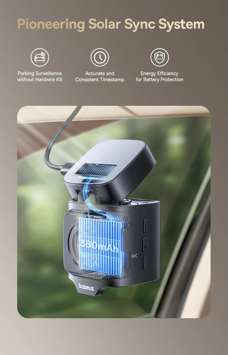 Baseus 4K + 1080P Dual Dash Cam with Sony STARVIS, GPS & Wi-Fi 6