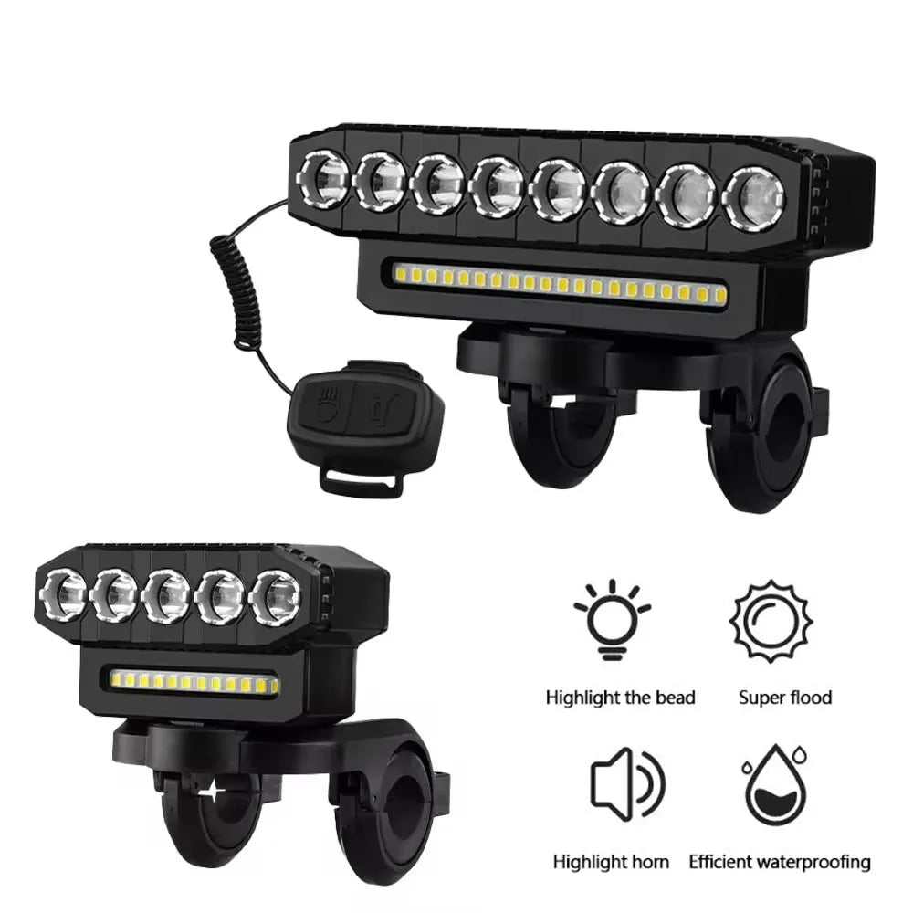 USB Rechargeable Bike Light with 130dB Horn & Wired Remote Control