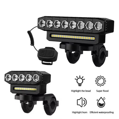 USB Rechargeable Bike Light with 130dB Horn & Wired Remote Control