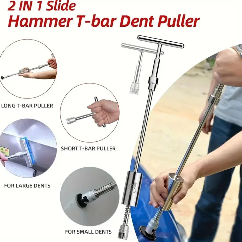 Paintless Dent Repair Kit with T-Bar & Slide Hammer