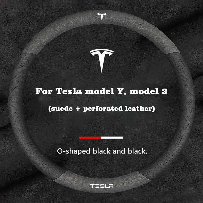 Suede Steering Wheel Cover for Tesla Model 3 / Model Y / Model S / Model X