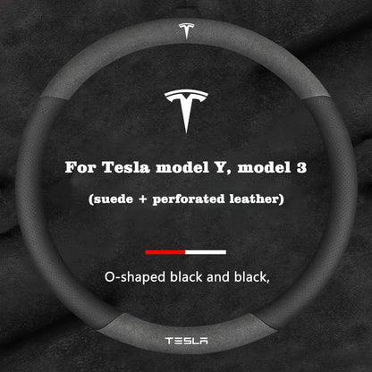 Suede Steering Wheel Cover for Tesla Model 3 / Model Y / Model S / Model X