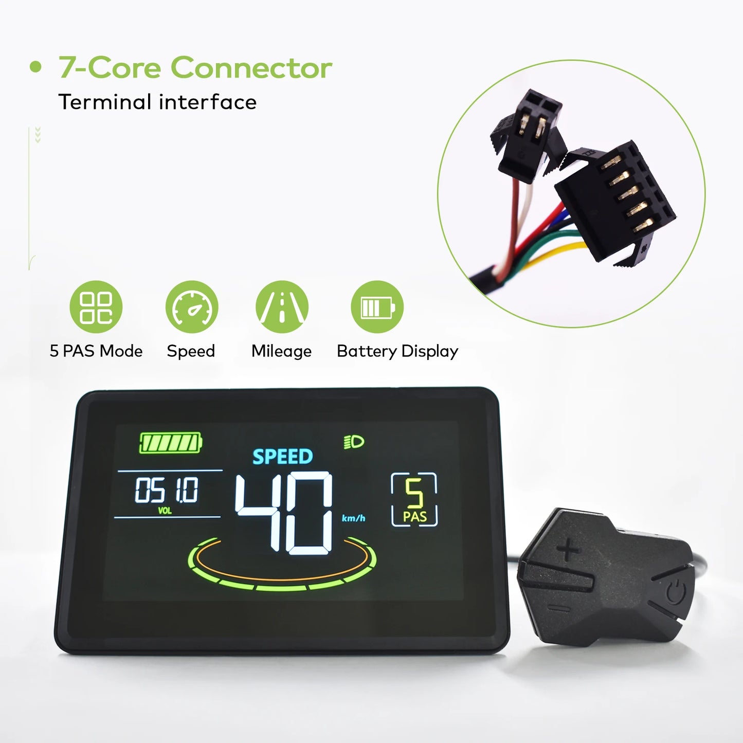 Electric Bike LCD Cycle Computer Digital Multi-Colour Speedometer Display