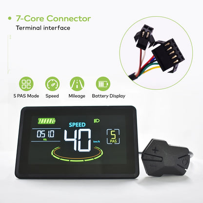 Electric Bike LCD Cycle Computer Digital Multi-Colour Speedometer Display