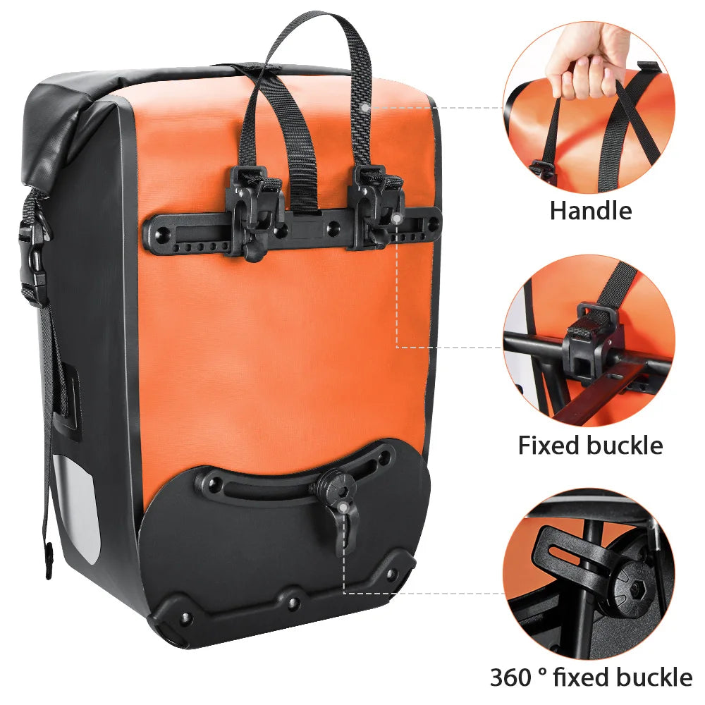 NEWBOLER 27L Waterproof Double Bike Pannier Rear Rack Bag