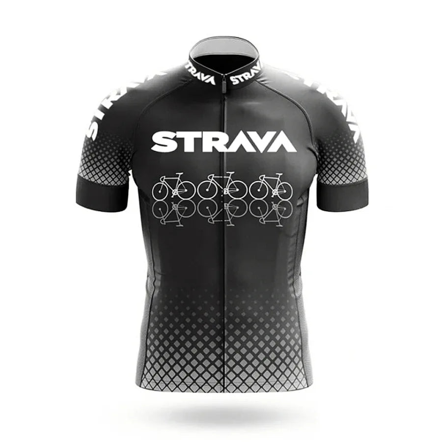 Strava Men's Summer Cycling Jersey & Bib Shorts Set with Padded Chamois