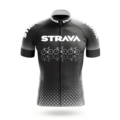 Strava Men's Summer Cycling Jersey & Bib Shorts Set with Padded Chamois