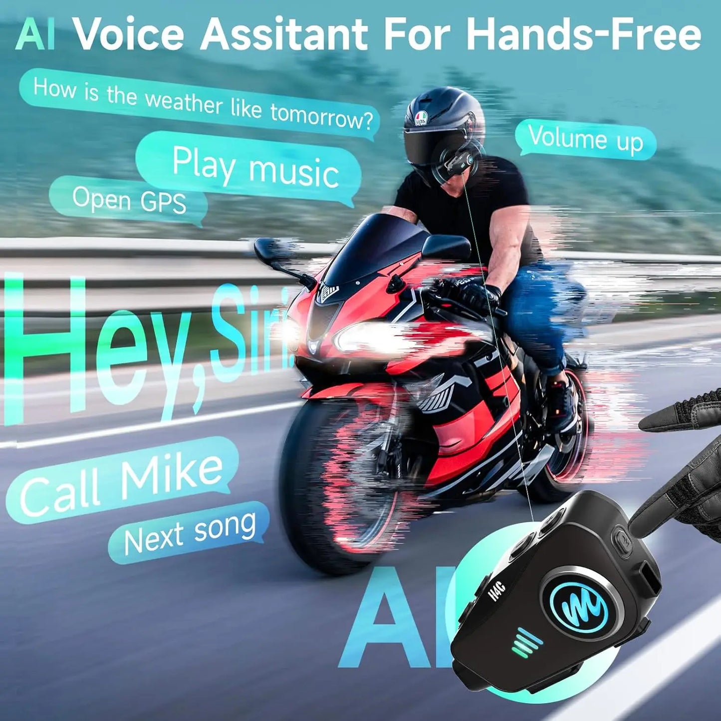 MOMAN 1080P HD Helm-Kamera-Headset und Bluetooth